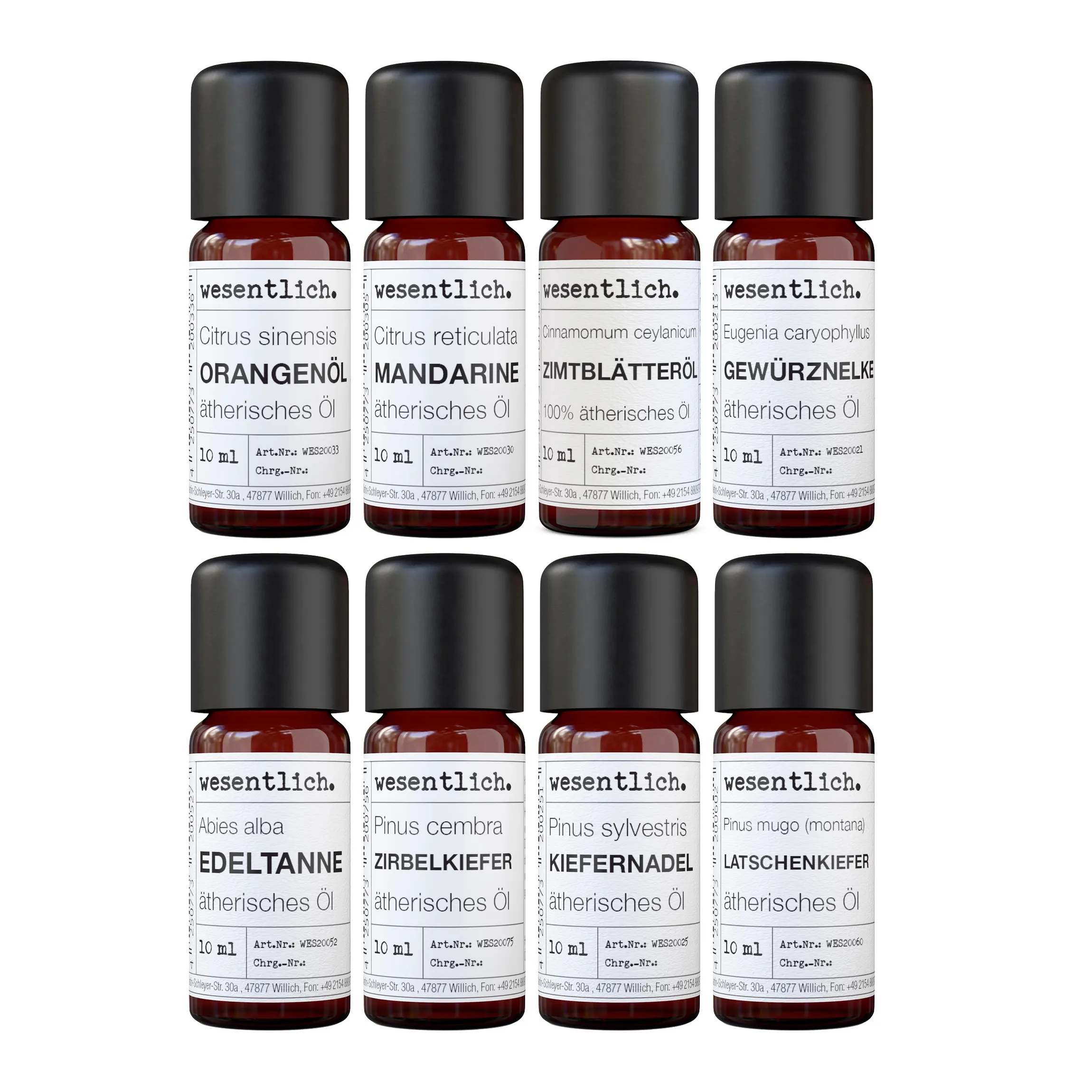 Set aus 8 ausgewählten ätherischen Ölen - "weihnachtlich" 8x10ml