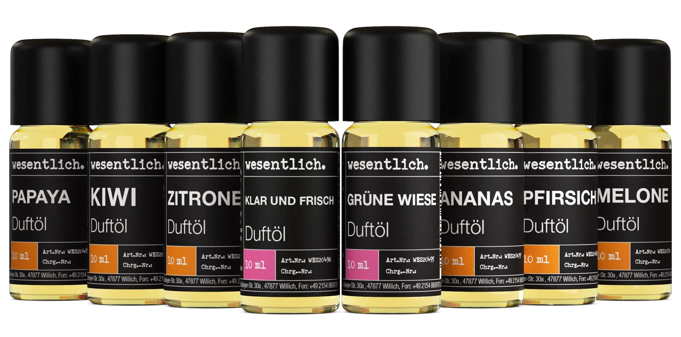 Set aus 8 ausgewählten Duftölen - "erfrischt" 8x10ml