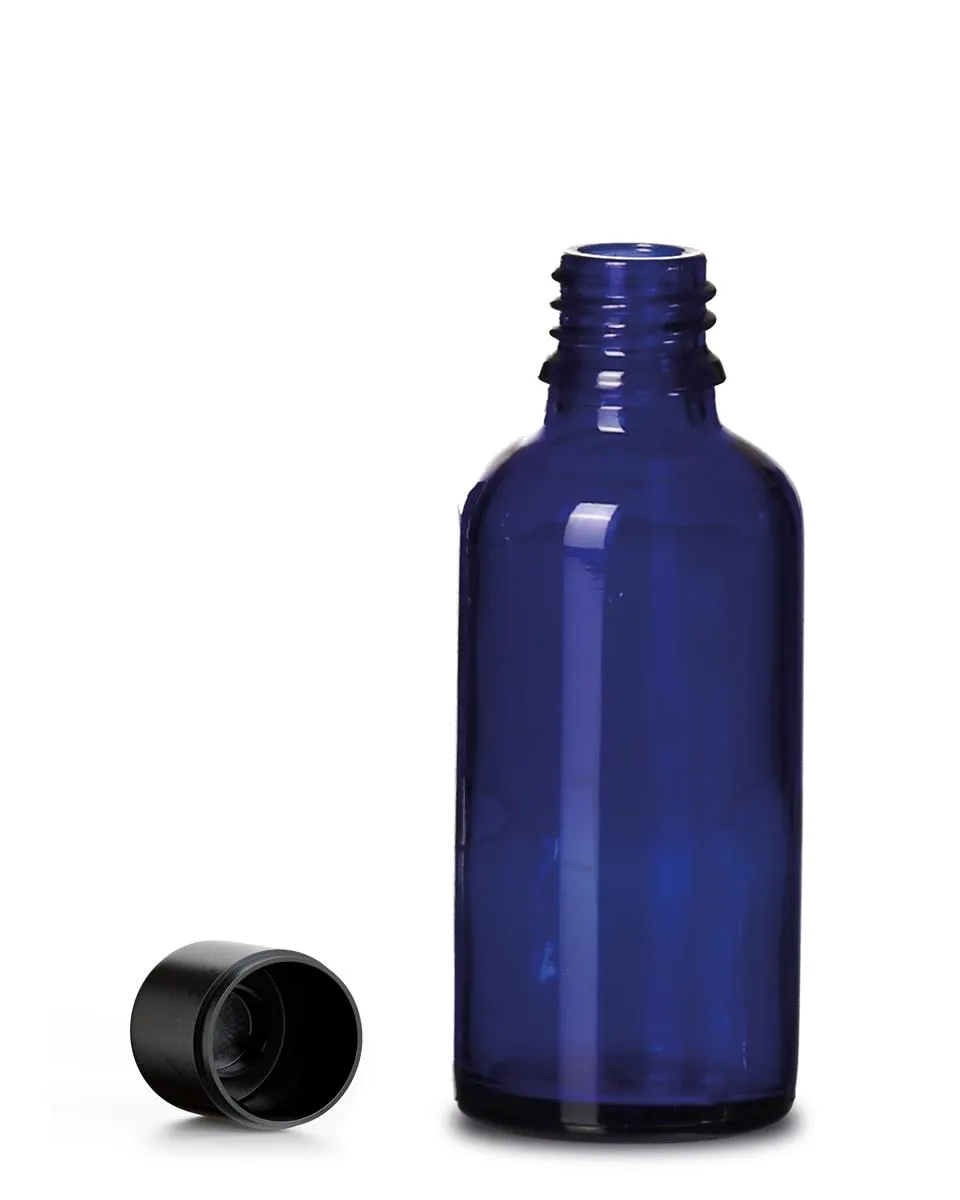 Blauglasflasche 50ml mit Originalitätsverschluss / 6er Set