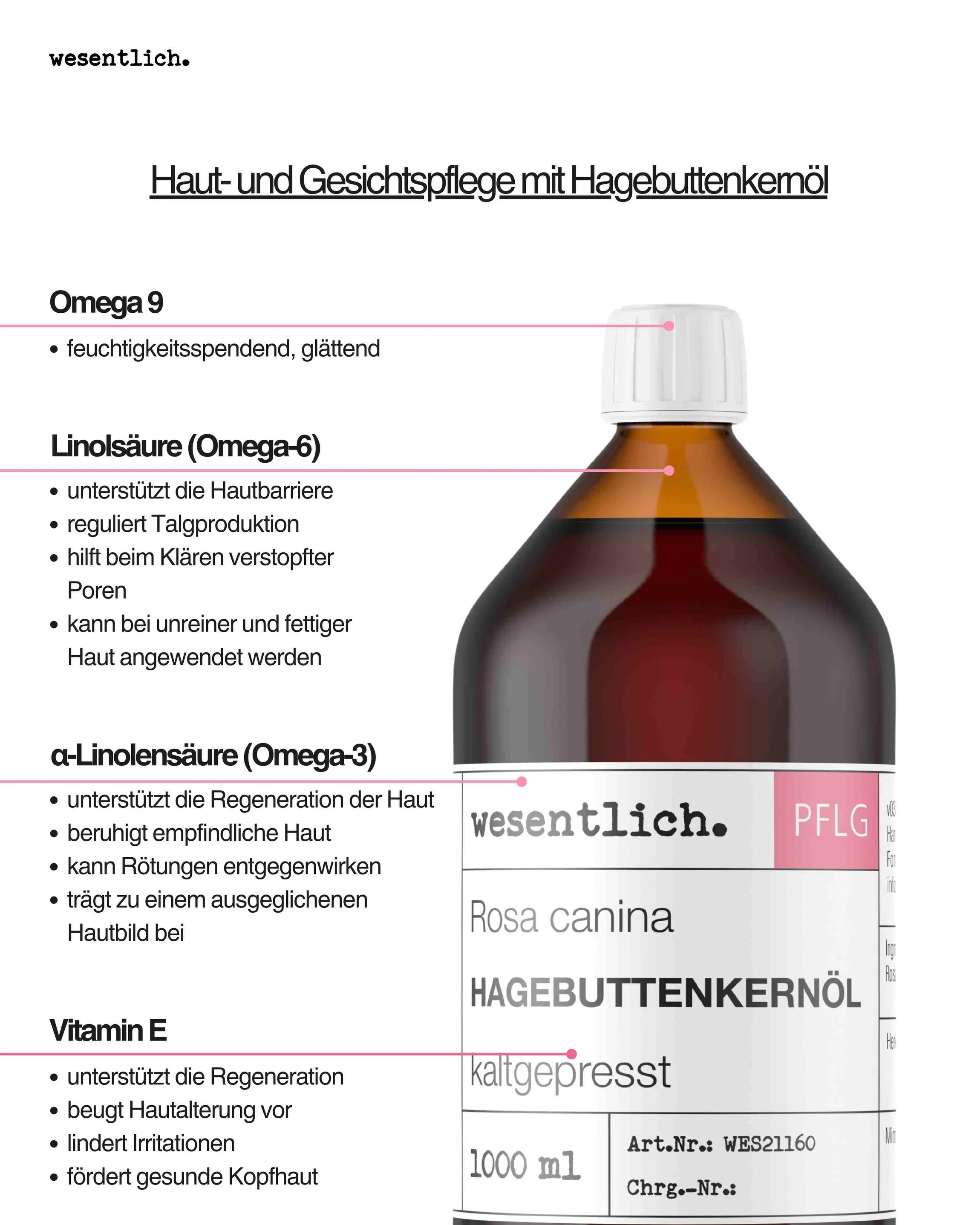 Hagebuttenkernöl kaltgepresst 1000ml