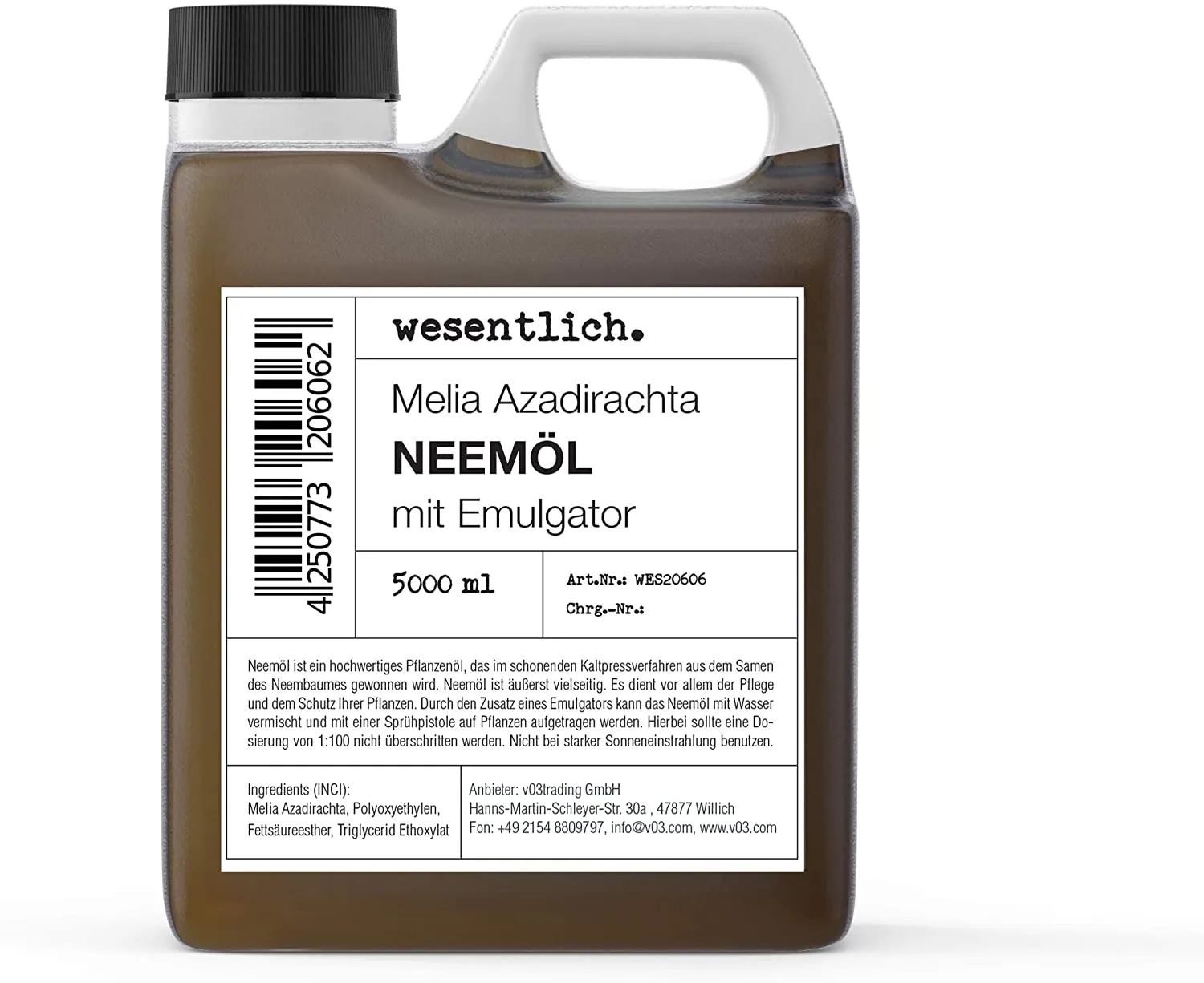wesentlich. Neemöl mit Emulgator 5000ml