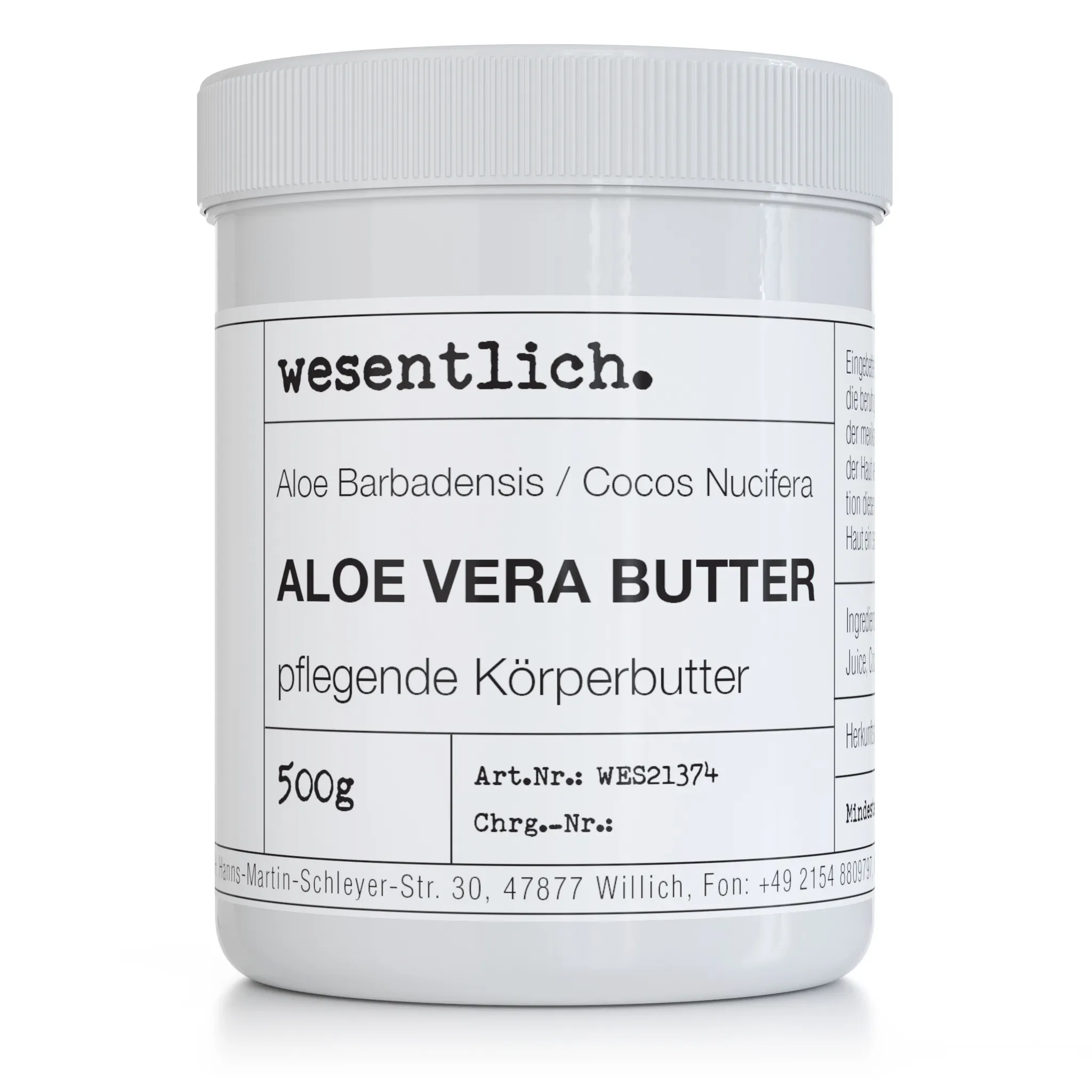 Aloe Vera Butter 500g, Krug, Flasche, Shaker