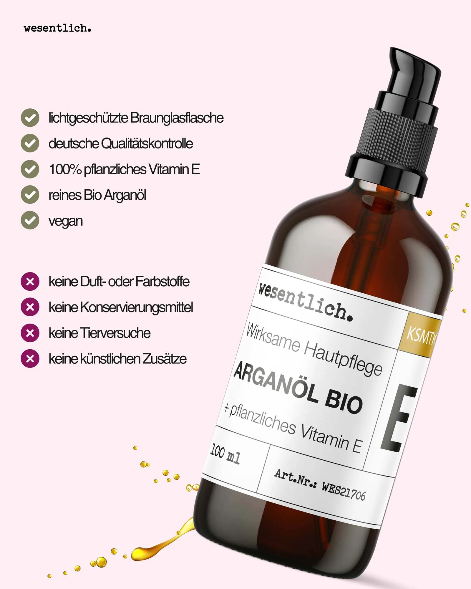 Arganöl bio + Vitamin E  100ml
