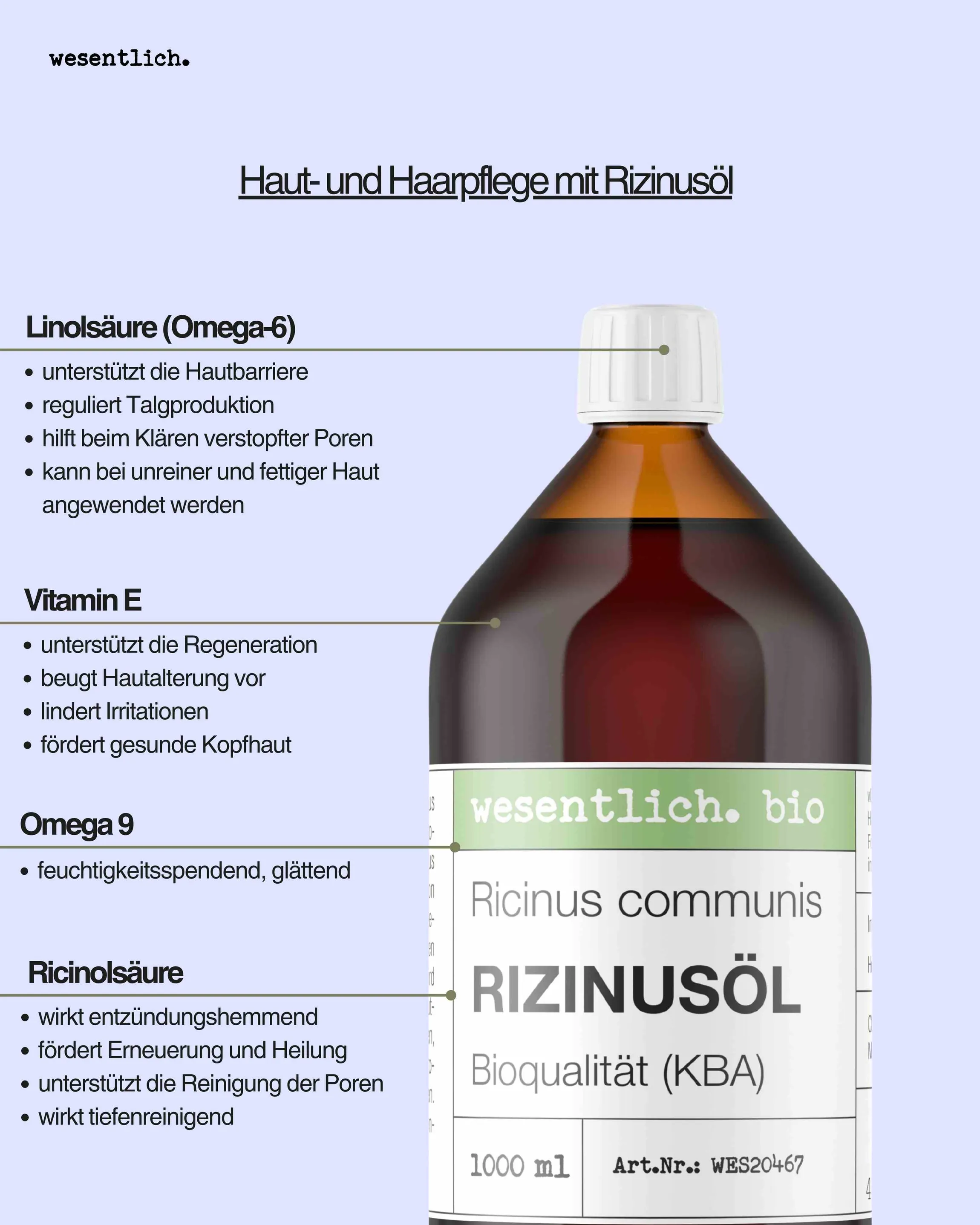 Rizinusöl BIO kaltgepresst 1000ml