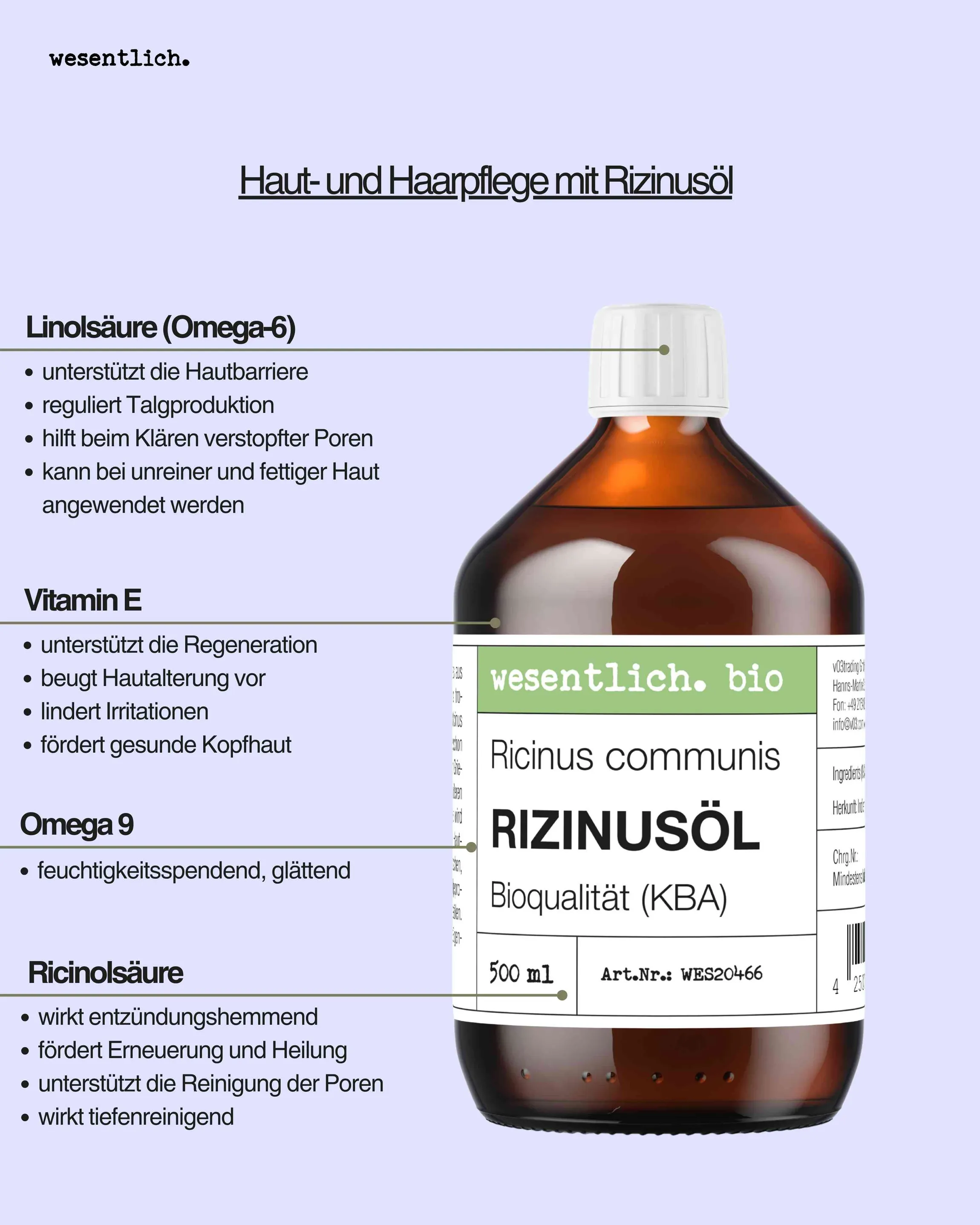 Rizinusöl BIO kaltgepresst 500ml