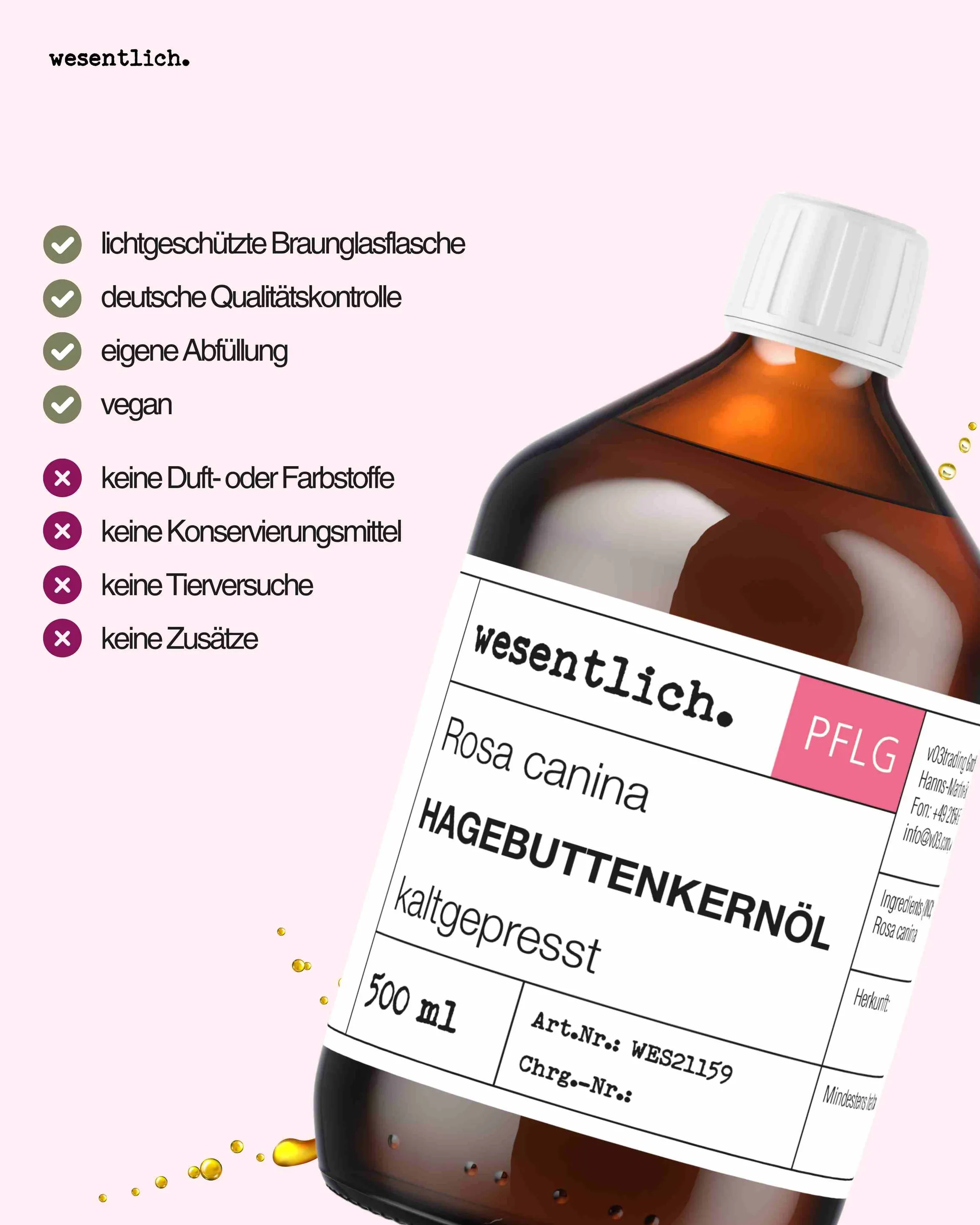 Hagebuttenkernöl kaltgepresst 500ml