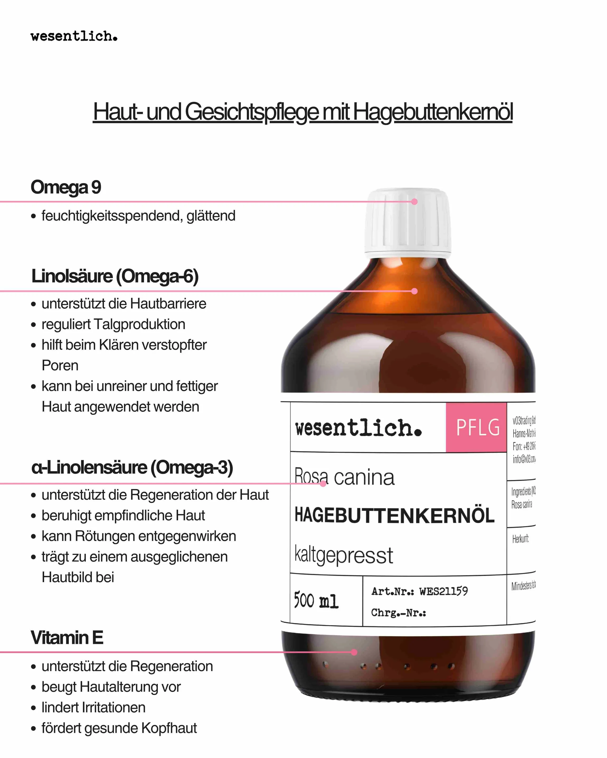 Hagebuttenkernöl kaltgepresst 500ml