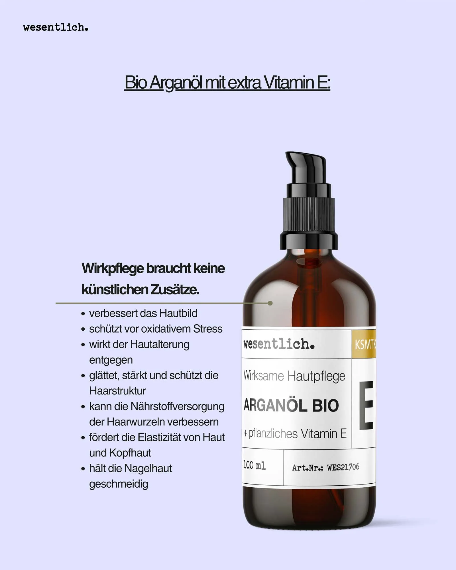 Arganöl bio + Vitamin E  100ml