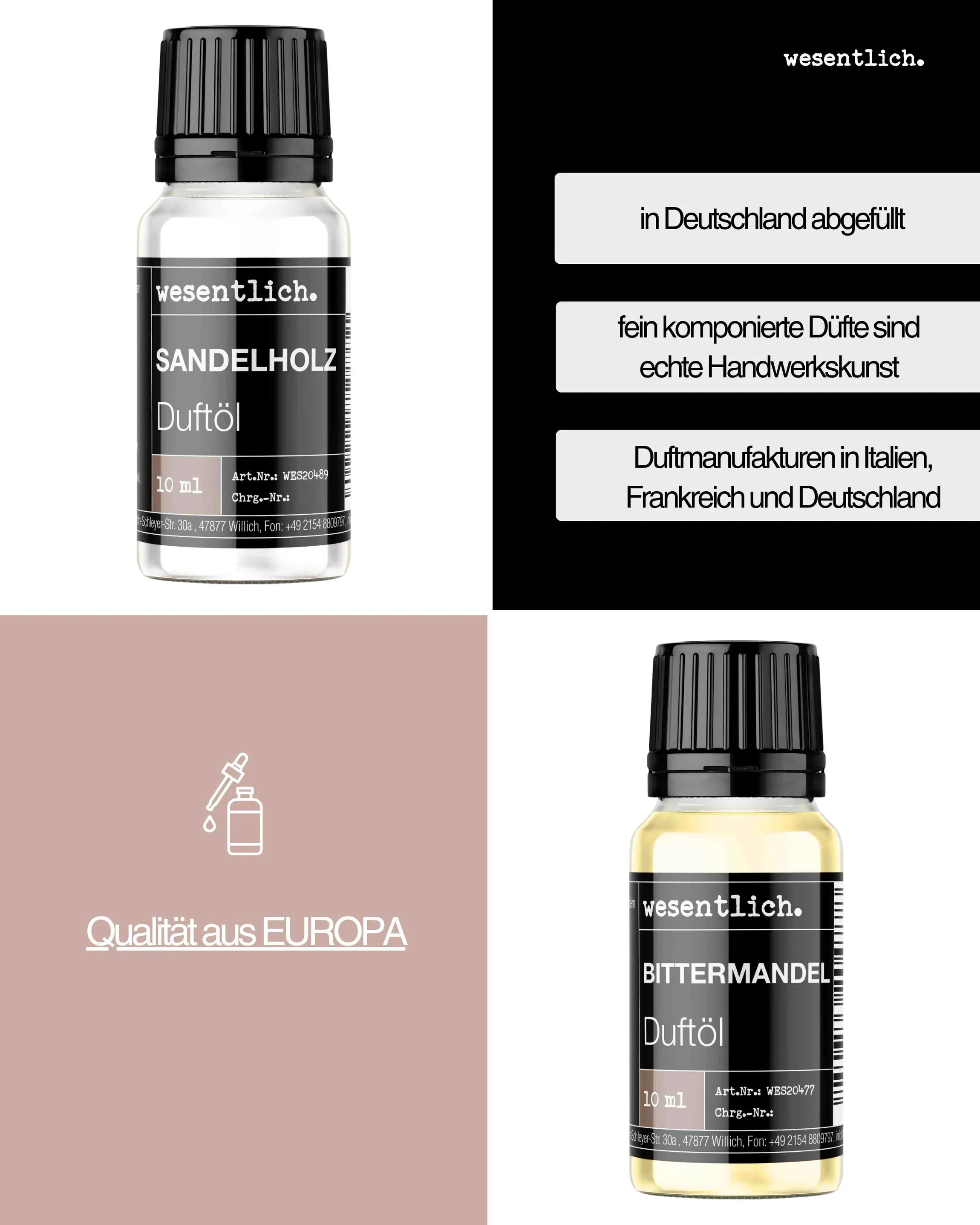Duftöl-Set "Herb" - Sandalwood, Moschus, Bittermandel (3x10ml)
