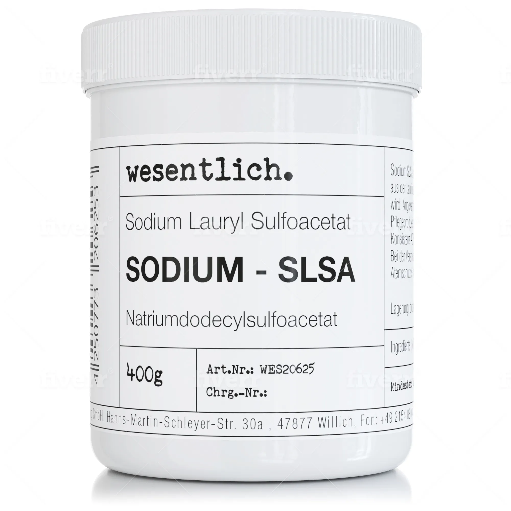 Sodium SLSA - 400g - in wiederverschließbarer Schraubverschlussdose von wesentlich.