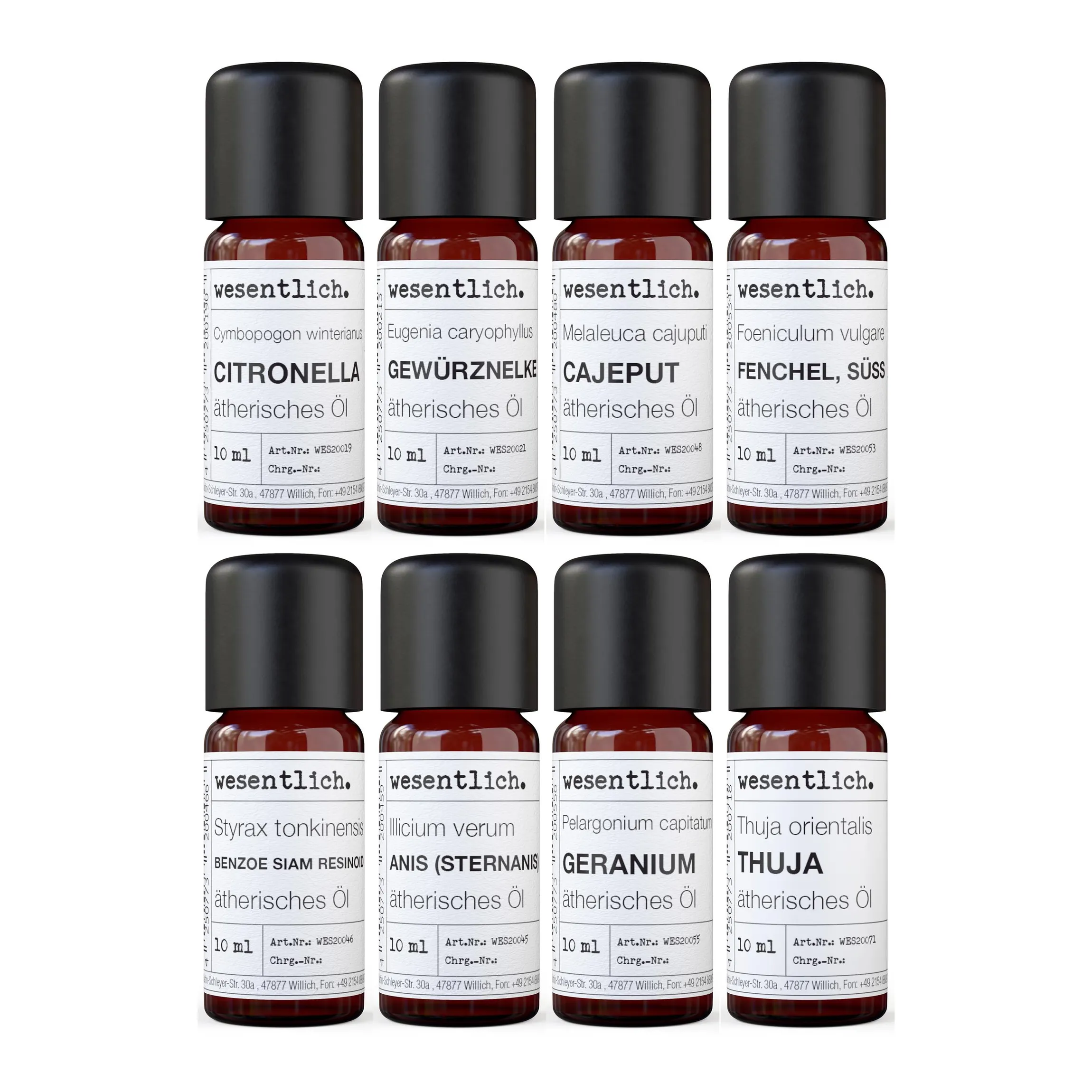 Set aus 8 ausgewählten ätherischen Ölen - "No. 4" 8x10ml