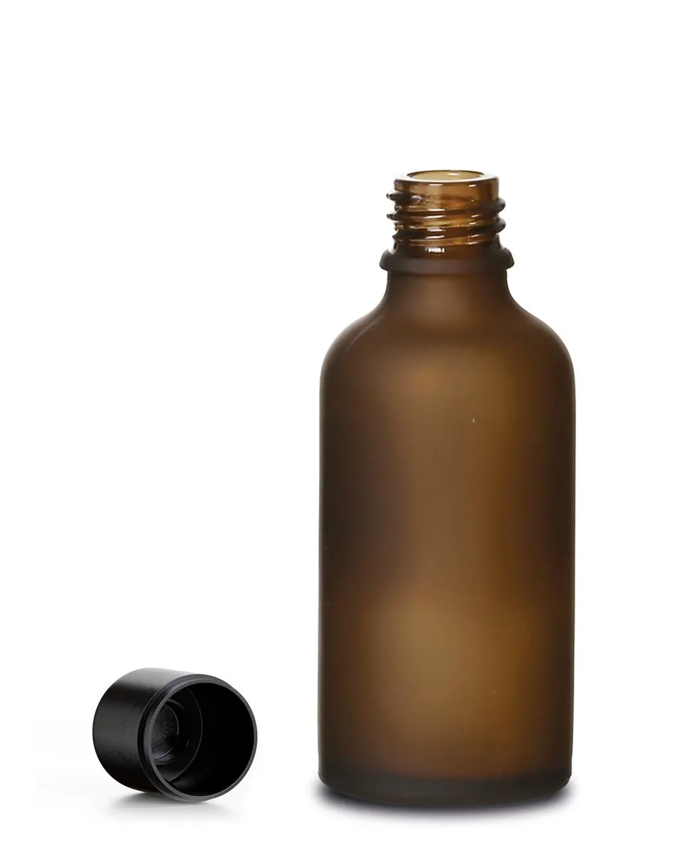 Braunglasflasche 50ml säuremattiert mit Originalitätsverschluss / 6er Set