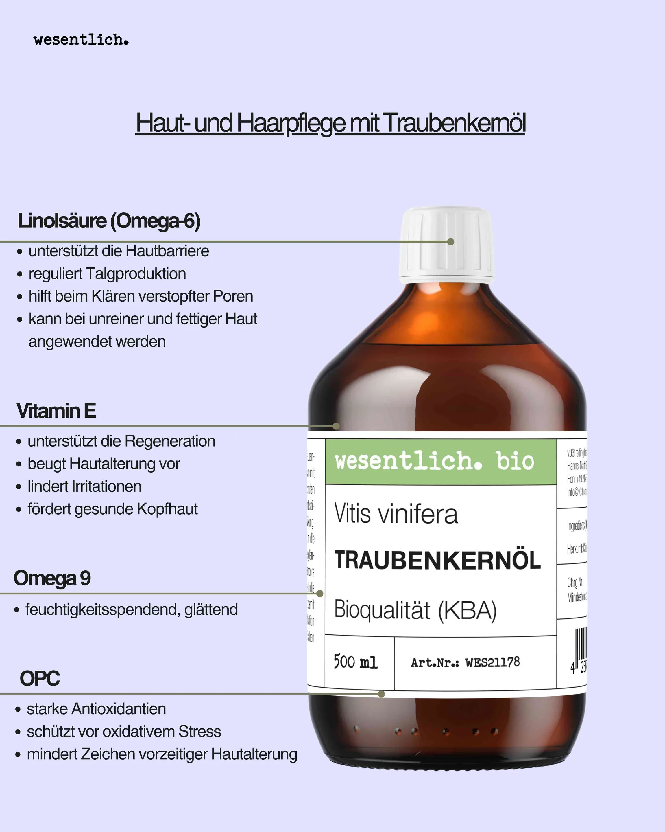 Traubenkernöl BIO kaltgepresst 500ml