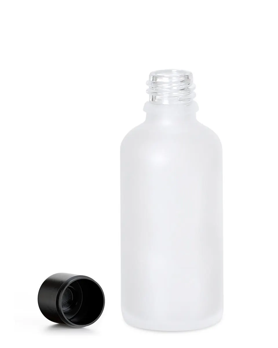 Weißglasflasche 50ml säuremattiert mit Originalitätsverschluss / 6er Set