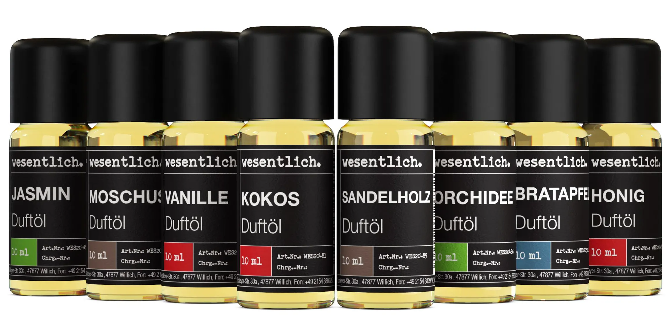 Set aus 8 ausgewählten Duftölen - "geborgen" 8x10ml