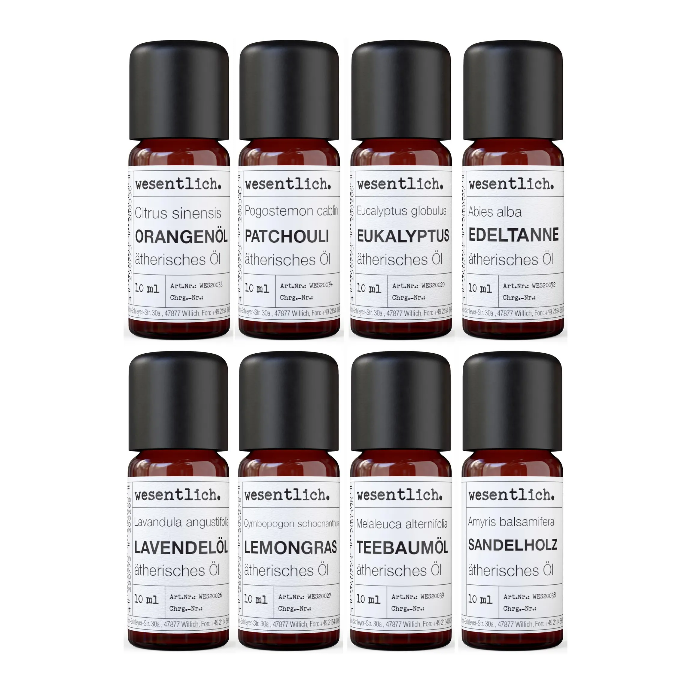 Set aus 8 ausgewählten ätherischen Ölen - "No.1" 8x10ml